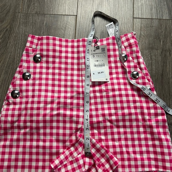 NWT Zara Pink Gingham High Waisted‎ Shorts - Picture 4 of 8